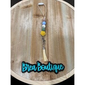 Yellow Rose Car Charm Hanging Rear View Mirror Freshie Hanger Accessory Silicone